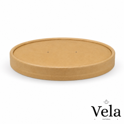 90mm Kraft PLA Lined Paper Lids To Fit 8/12oz BioBowls/Soup Containers