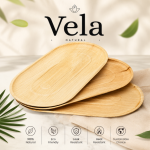 Extra Large 22" x 12" Oval Disposable Palm Leaf Wooden Platter Tray - Image 2