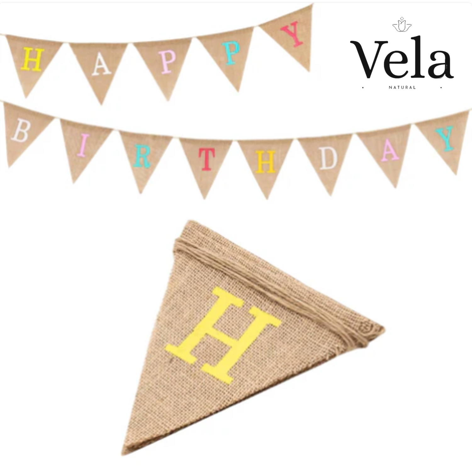 Jute Multicolour Happy Birthday Bunting Jute Multicolour Happy Birthday Bunting - Image 1