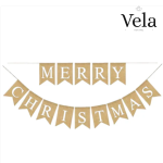Jute White Merry Christmas Bunting