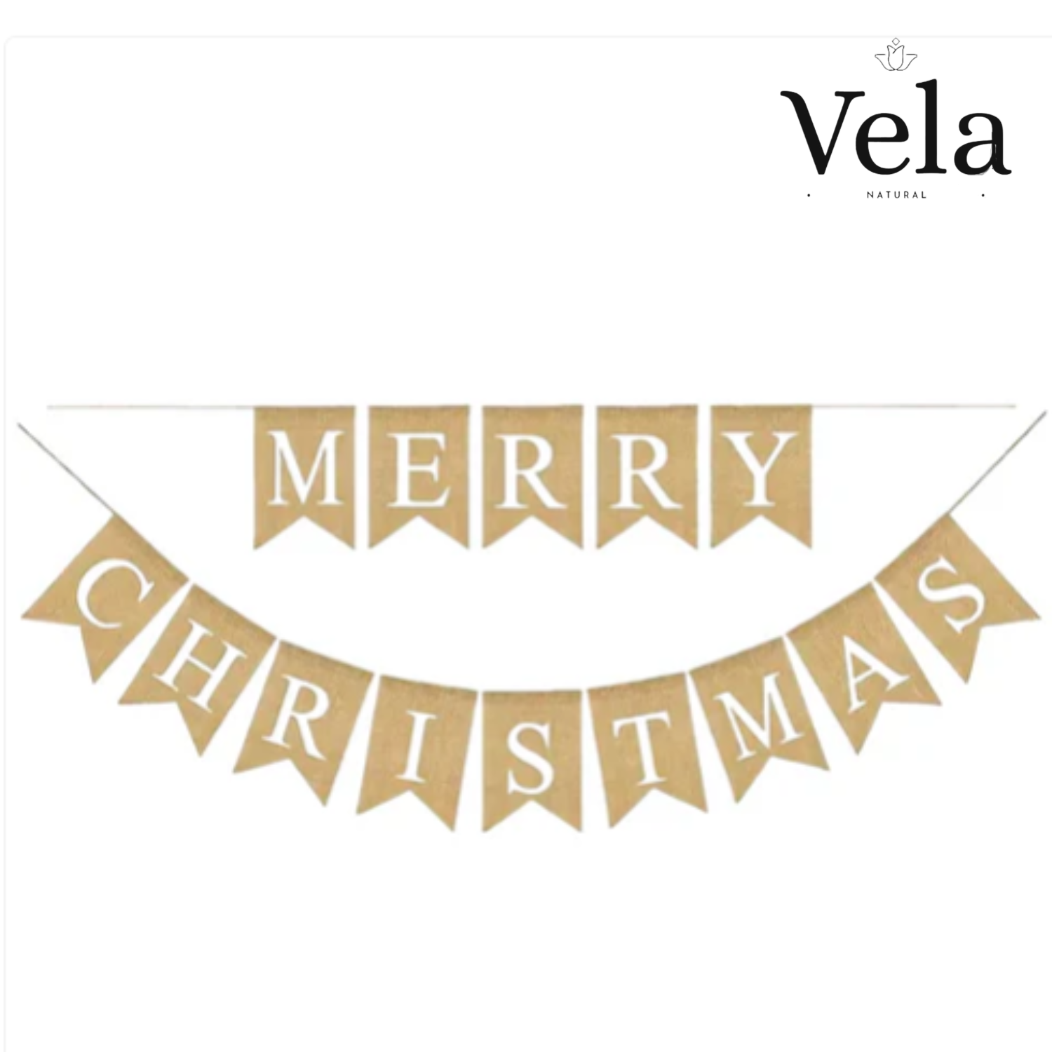 Jute White Merry Christmas Bunting Jute White Merry Christmas Bunting - Image 1