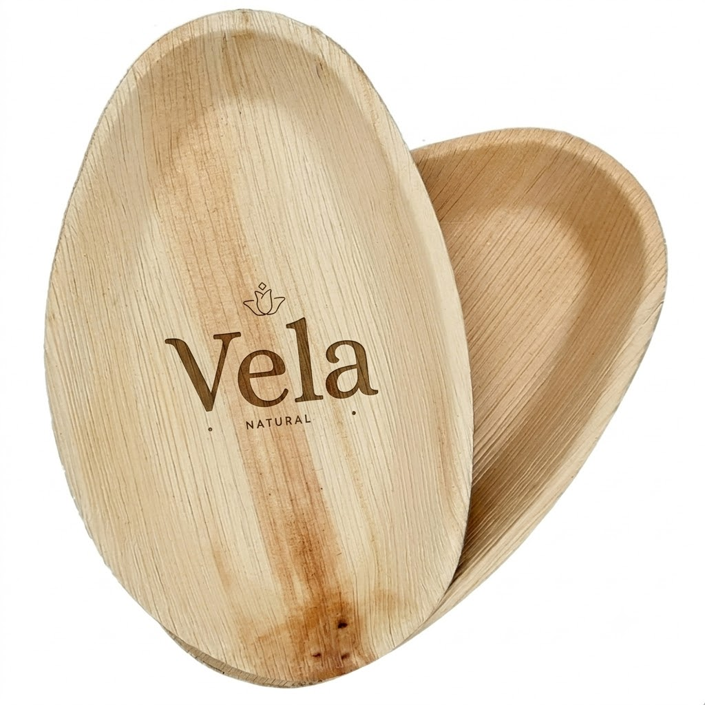 Large Oval Disposable 10 (25cm) Bamboo Palm Leaf Plates Large Oval Disposable 10" (25cm) Bamboo Palm Leaf Plates - Image 1