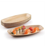 Medium Oval 11" x 7" (28cm x 19cm) Disposable Bamboo Serving Tray - Image 5