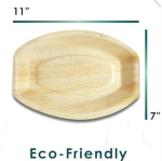 Medium Oval 11" x 7" (28cm x 19cm) Disposable Bamboo Serving Tray - Image 3