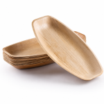 Medium Oval 11" x 7" (28cm x 19cm) Disposable Bamboo Serving Tray - Image 2