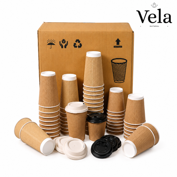 Ripple Paper Cup Triple Wall Bio Hot Cup (237ml8oz) Kraft 500 pieces (NO LIDS) Ripple Paper Cup Triple Wall Bio Hot Cup (237ml/8oz) Kraft 500 pieces (NO LIDS) - Image 1
