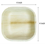 Small 4" (10cm) Square Compostable Bamboo Plates - Image 2