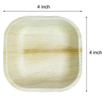 Small 4" (10cm) Square Compostable Bamboo Plates - Image 3