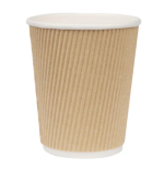 8oz (225ml) Kraft Ripple Recyclable Coffee Cups - Image 2