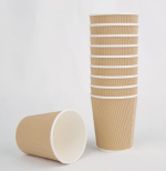 8oz (225ml) Kraft Ripple Recyclable Coffee Cups - Image 3