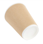 12oz (340ml) Kraft Ripple Recyclable Coffee Cups - Image 2