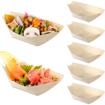 Wooden Bamboo Serving Food Boats - Image 2