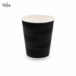 12oz (340ml) Black Ripple Coffee Cups - Large